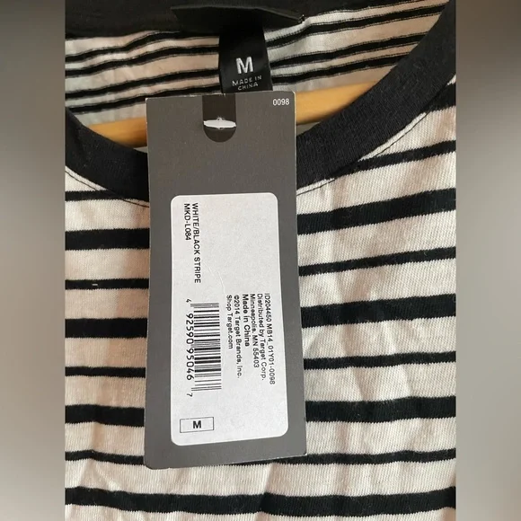 New Mossino Women Sleeveless Linen Dress Black White Stripe Size Medium - Picture 6 of 10